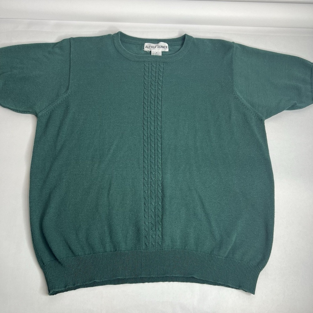 Alfred Dunner Sweater Womens Medium Green‎ Short Sleeve Pullover Cotton Acrylic